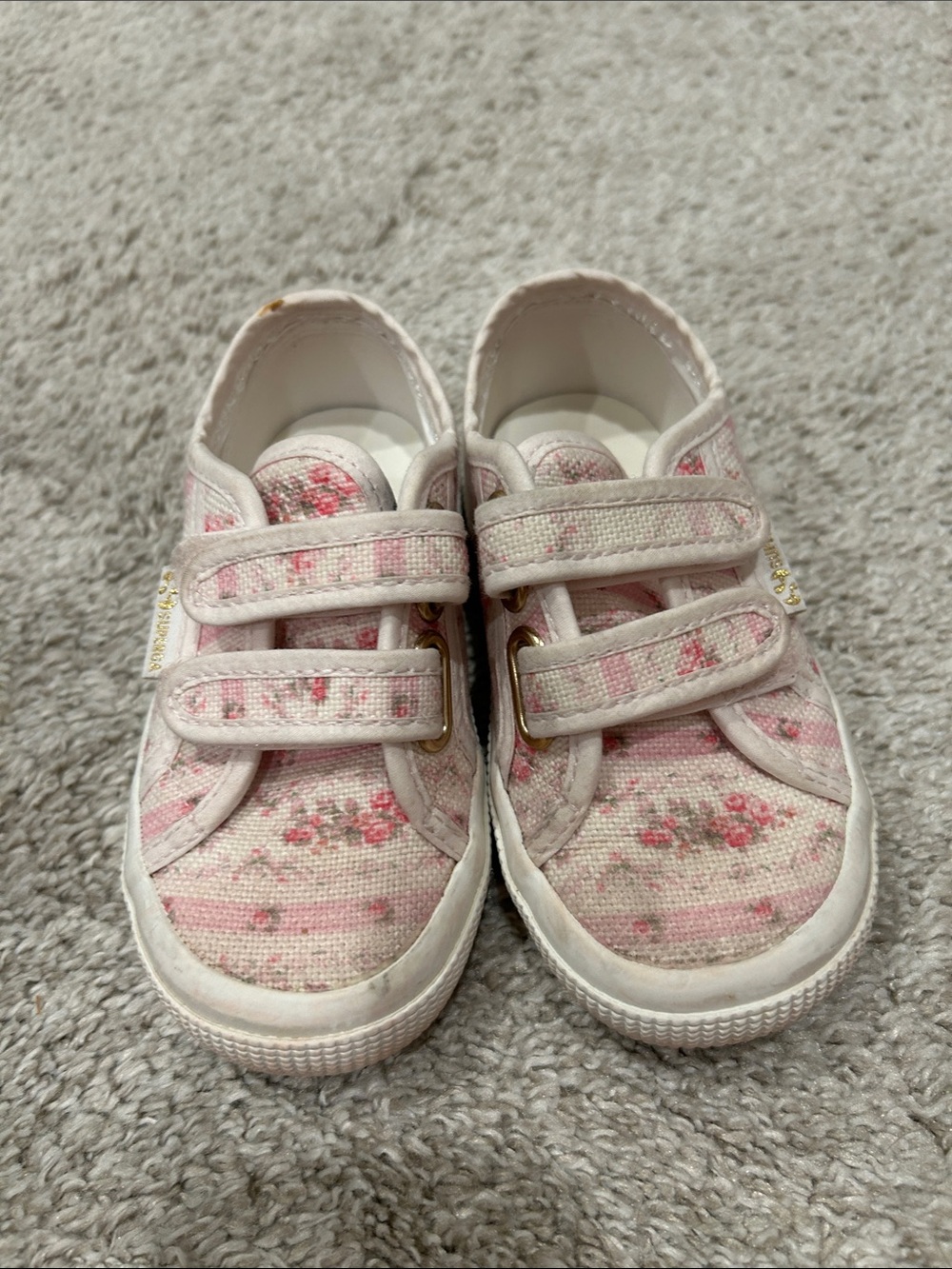 LoveShackFancy x SuperGA Kids Pink Floral Velcro Sneakers